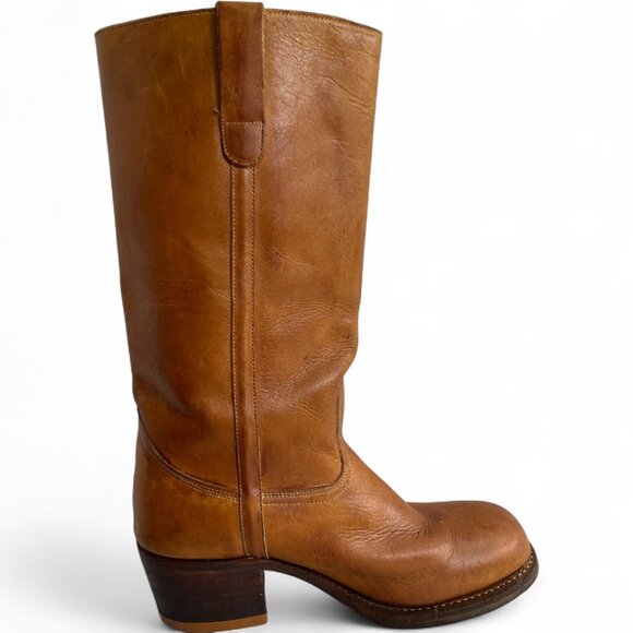 Vintage Carmel Brown Tall Leather Campus Boots Women's 8.5 D - Picture 6 of 14